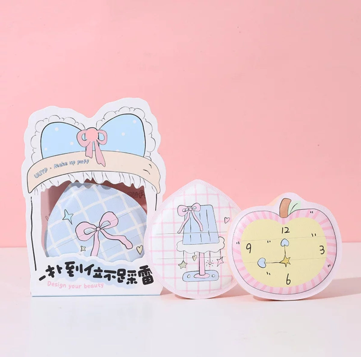 Cute 3-Piece Aesthetic Makeup Powder Puff Set | Soft Beauty Blending Sponges